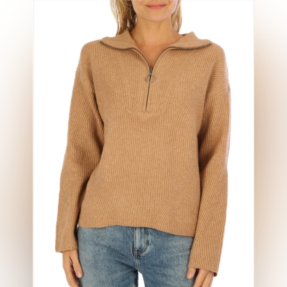 🆕 Sold! Fall Season Item! Sweater, Quarter Zip - Tan - M